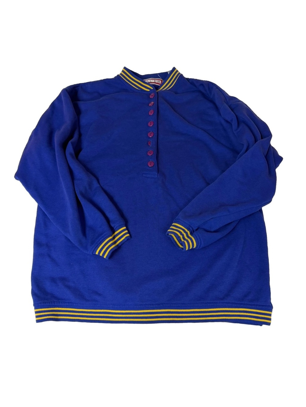 Vintage Pacer Unisex Size Small Pullover Sweatshirt Sweater Blue Yellow Buttons